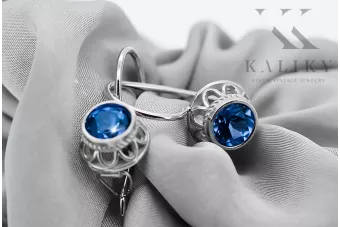 Sterling silver 925 Sapphire Earrings Vintage craft vec117s